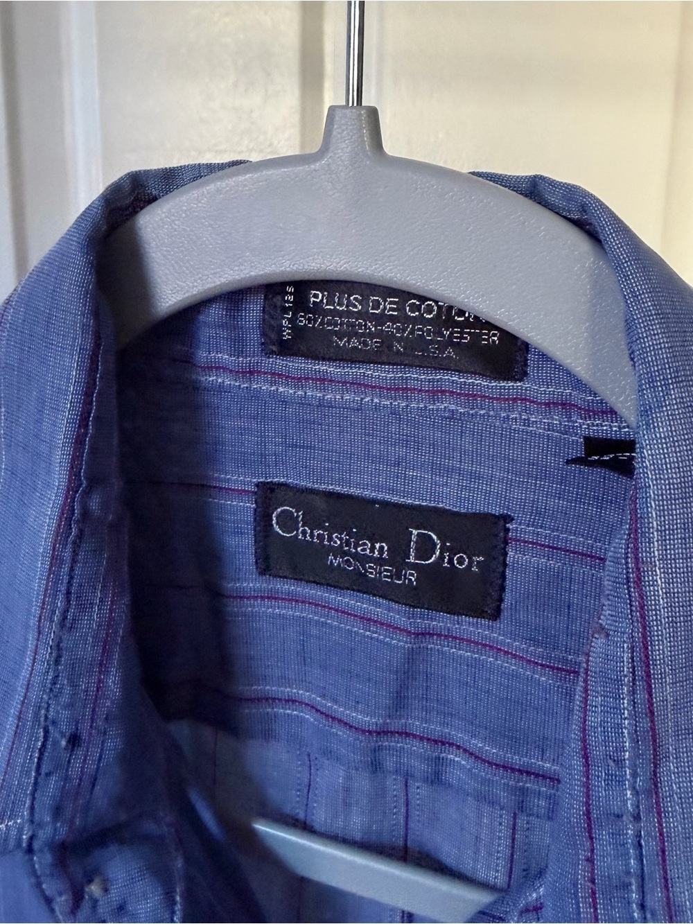 Dior Men’s Light Blue Cotton Shirt with Subtle Stripe